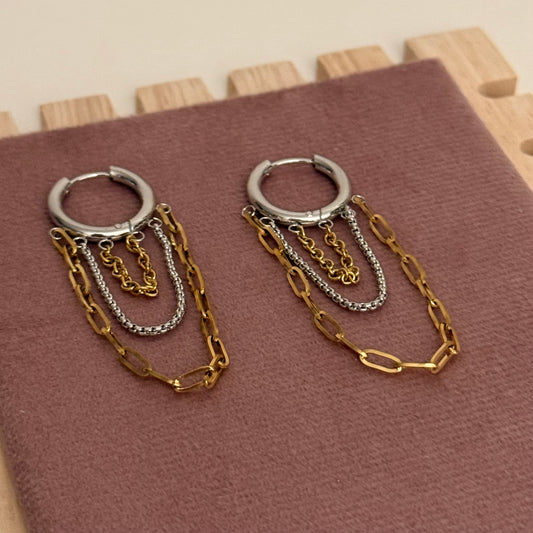 Two Tones Chain Earrings
