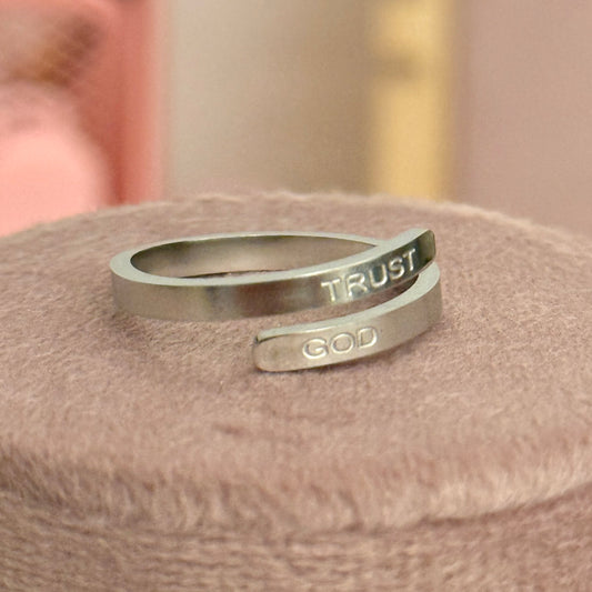 Trust God Silver Ring