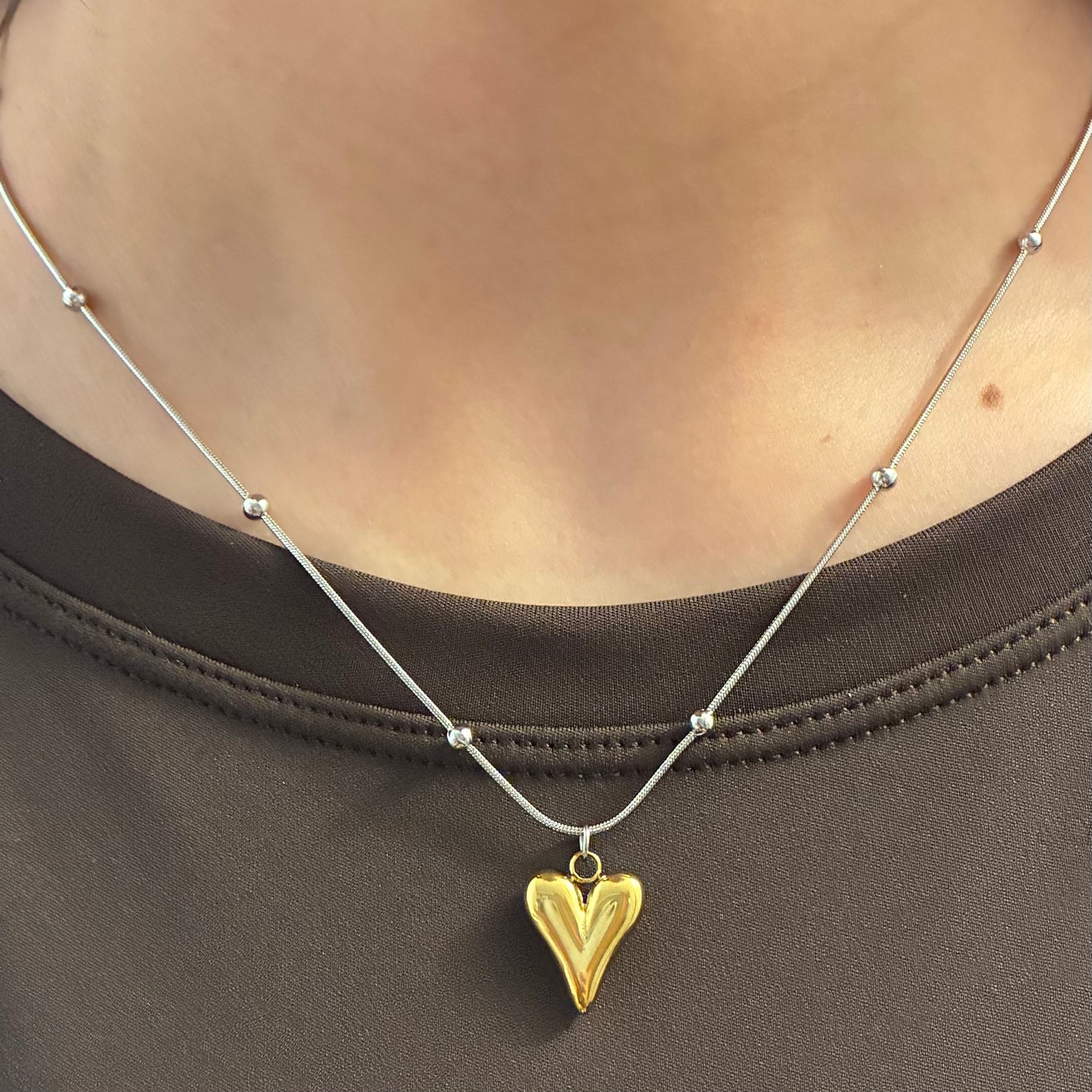 Two Tones Heart Necklace